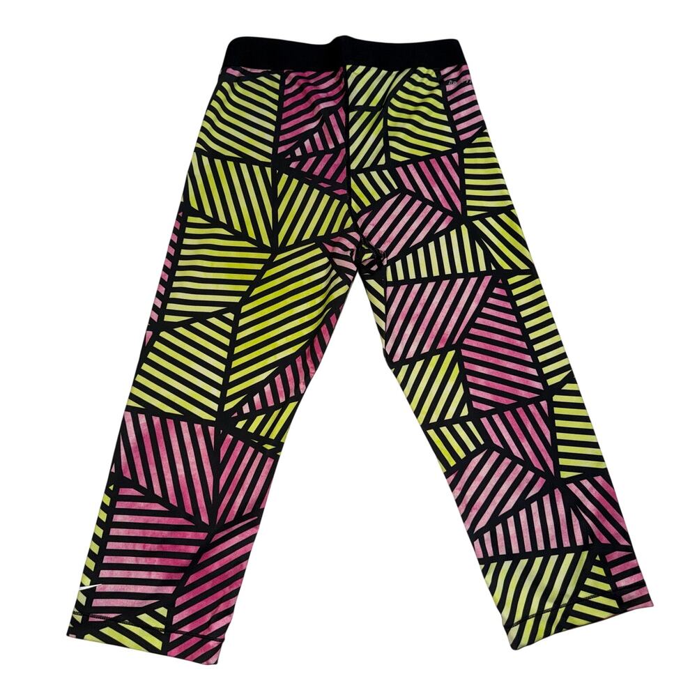 Nike pro women’s black & neon design athletic capris - Picture 2 of 16